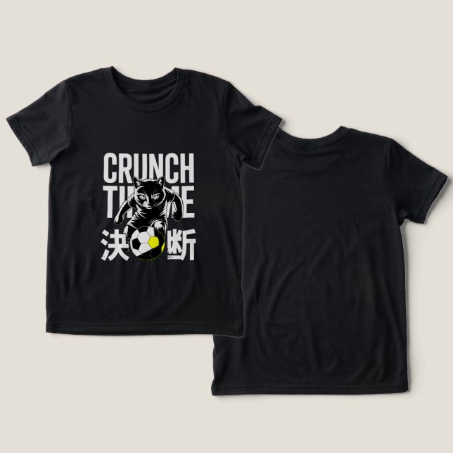 Camiseta Motivational Crunch Time Soccer Cat For Athletes  (Design Frente e Verso)