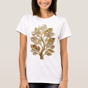 Camiseta Motivo Artístico Árvore Dourada Chic Gold