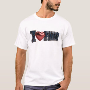 Camiseta Motivo Artístico Azul Divertido EU AMO PIZZA