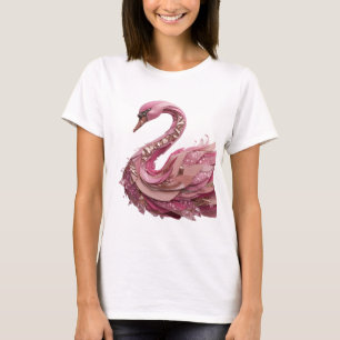Camiseta Motivo Artístico CISNE BRILHANTE Dourado Crisp