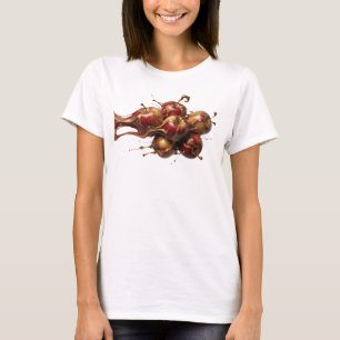 Camiseta Motivo Artístico Criativo de Maçã Abstrata Vermelh