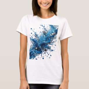 Camiseta Motivo Artístico de ÁGUA SPLASH Prateado da Moda