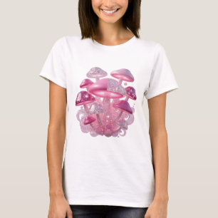 Camiseta Motivo Artístico de Cogumelos Fantasia Prateados D