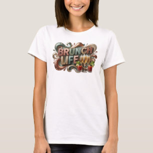 Camiseta Motivo Artístico Estiloso LARANJA VIDA NO BRUNCH