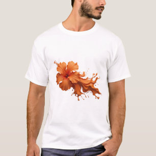 Camiseta Motivo Artístico Flor Abstrata Atraente 1