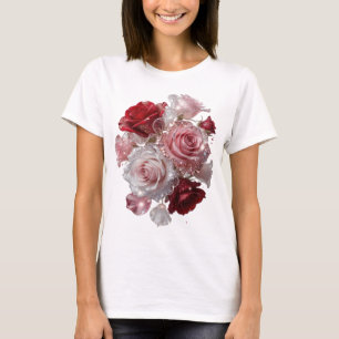 Camiseta Motivo Artístico Flor de Rosa Prata Clássico