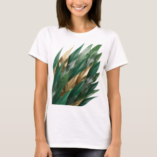 Camiseta Motivo Artístico FOLHAS DOURADAS de Prata Cintilan