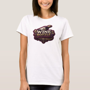 Camiseta Motivo Artístico Garrafa de VINHO Dourada Esbelta 
