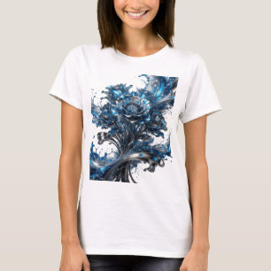 Camiseta Motivo Artístico Rosa Azul Prata Limpa