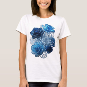Camiseta Motivo Artístico ROSAS AZUIS Prata