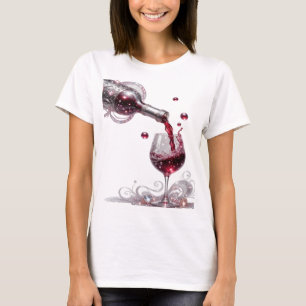 Camiseta Motivo Artístico Vinho Tinto Prata Novo