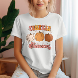 Camiseta Motivo da Pumpkin Retro Cor-de-Rosa e Laranja