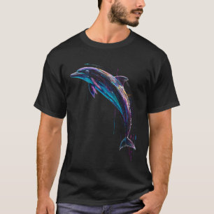 Camiseta Motivo de Arte de Linha de Golfinho Amante do Ocea