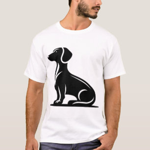 Camiseta Motivo de Cão Simples Silhueta de Cão de Caça Cópi