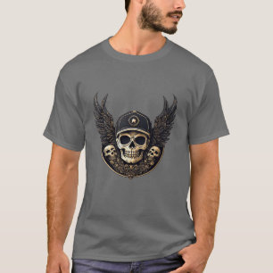 Camiseta Motivo de Caveira em uma Paleta Monocromática