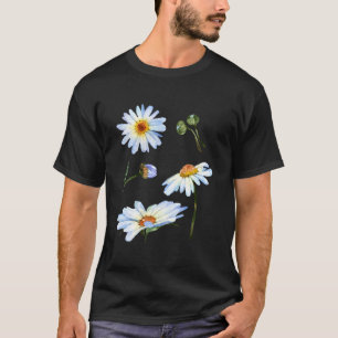 Camiseta Motivo de Flor de Margarida para Desenho Botânico