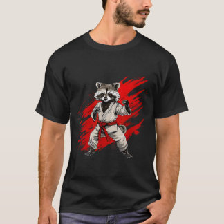 Camiseta Motivo de Guaxinim de Caratê Taekwondo Jiu-Jitsu M