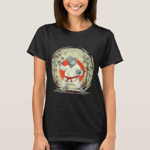 Camiseta Motivo de Hipopótamo de Caratê Taekwondo Jiu-Jitsu