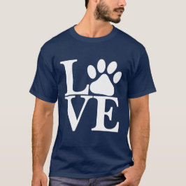 Camiseta Motivo de Patinhas de Cachorro com a Palavra LOVE 