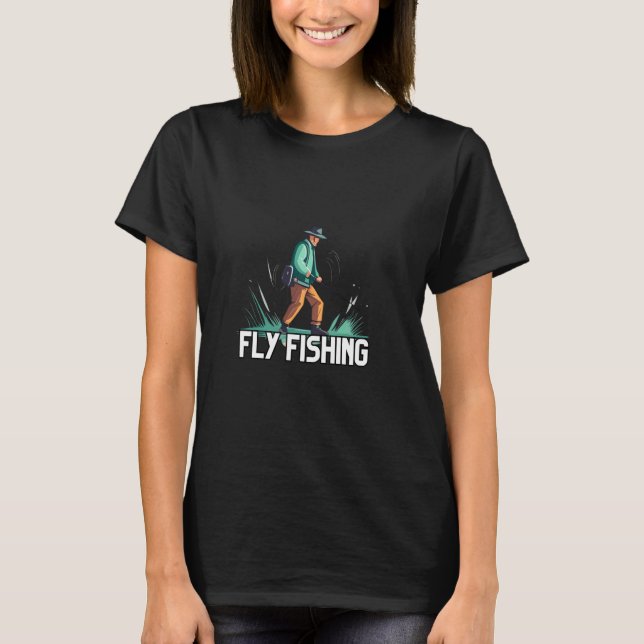 Camiseta Motivo de pesca com mosca para pescadores e pescad (Frente)