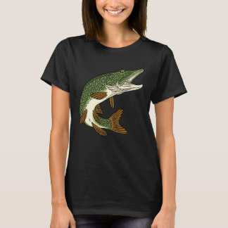 Camiseta Motivo de pesca de peixes predadores lúcio para pe