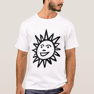 Camiseta Motivo de Sol Desenhado à Mão