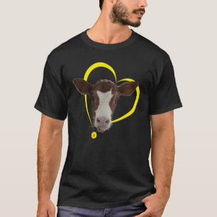 Camiseta Motivo de vaca de bezerro fofo Eu amo vacas Eu amo