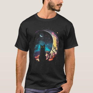 Camiseta Motivos de Gato Lunar Gato Engraçado Gato Gráfic
