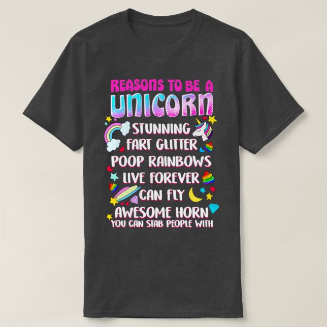 Camiseta Motivos Para Ser Unicórnio (Frente do Design)
