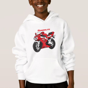 Camiseta Moto de desenho animado esportiva vermelha fofa