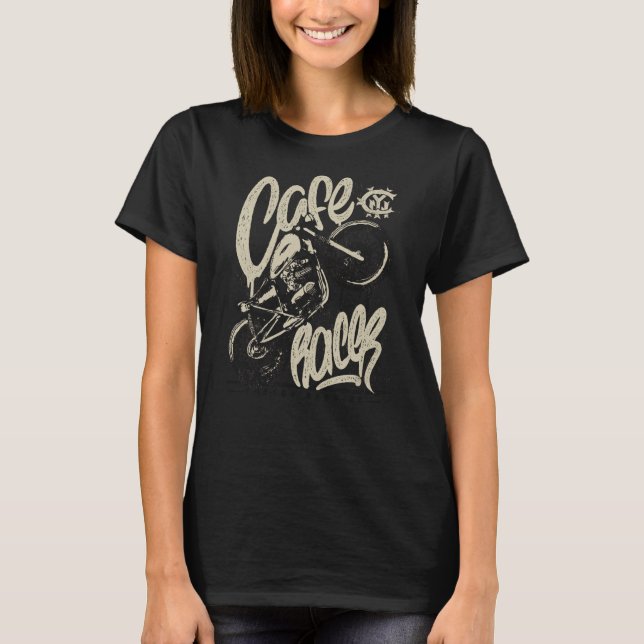 Camiseta Moto de vintage em Café (Frente)