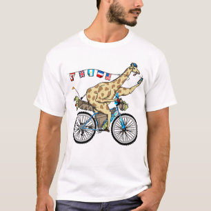Camiseta Moto girafa engraçado