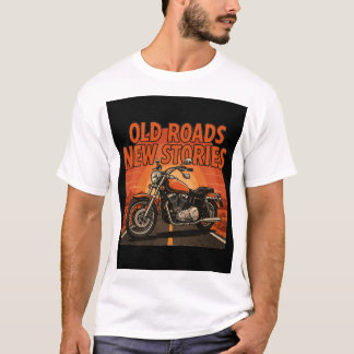 Camiseta Motocicleta Antiga Estradas Antigas Novas História