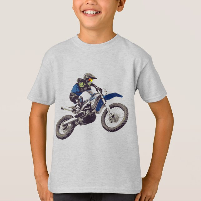 Camiseta Motocicleta Azul con motociclista (Frente)