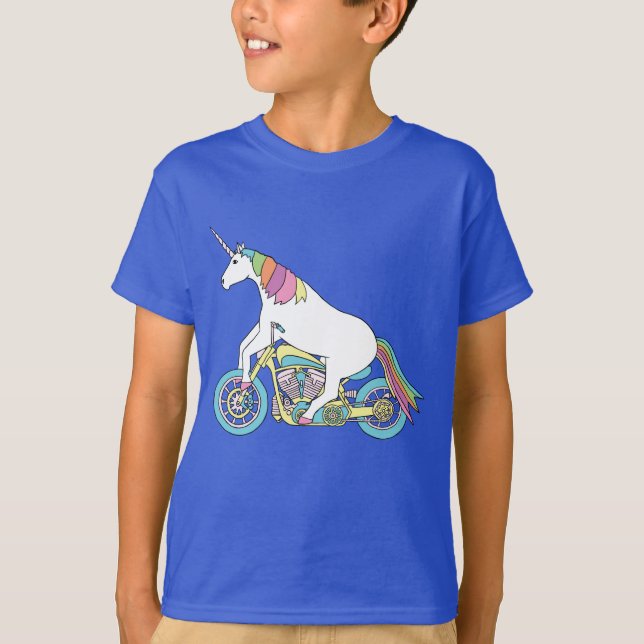 Camiseta Motocicleta da equitação do unicórnio (Frente)