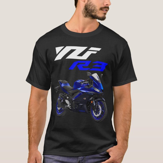 Camiseta Motocicleta de bicicleta azul YZF-R3 (Frente)