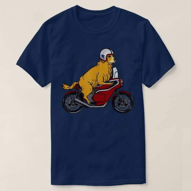 Camiseta Motocicleta de pilotagem do ouro Retriever (Frente do Design)