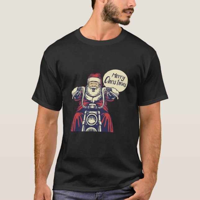 Camiseta Motocicleta de Santa Claus Moderna (Frente)