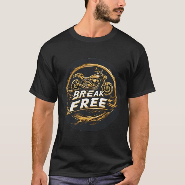 Camiseta Motocicleta Dinâmica com Tipografia Negrita (Frente)