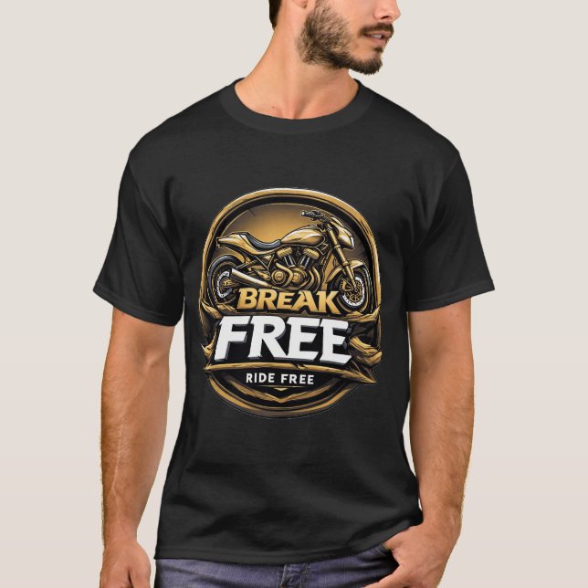 Camiseta Motocicleta Dinâmica com Tipografia Negrita (Frente)