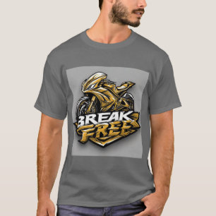 Camiseta Motocicleta Dinâmica com Tipografia Ousada
