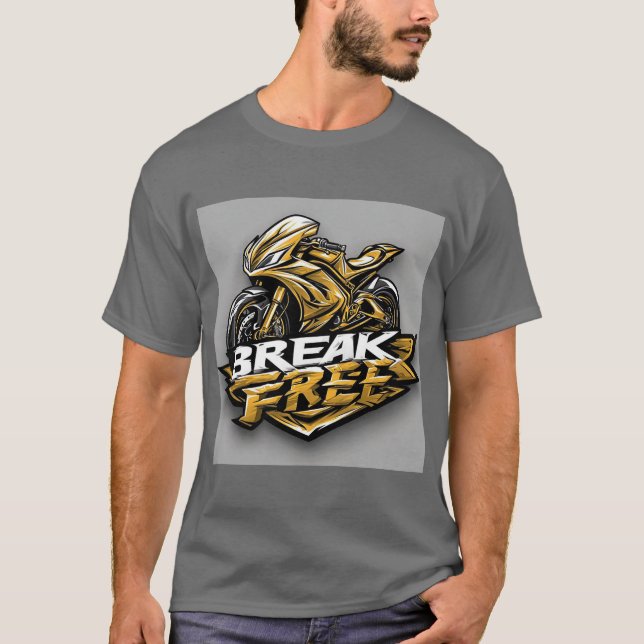 Camiseta Motocicleta Dinâmica com Tipografia Ousada (Frente)