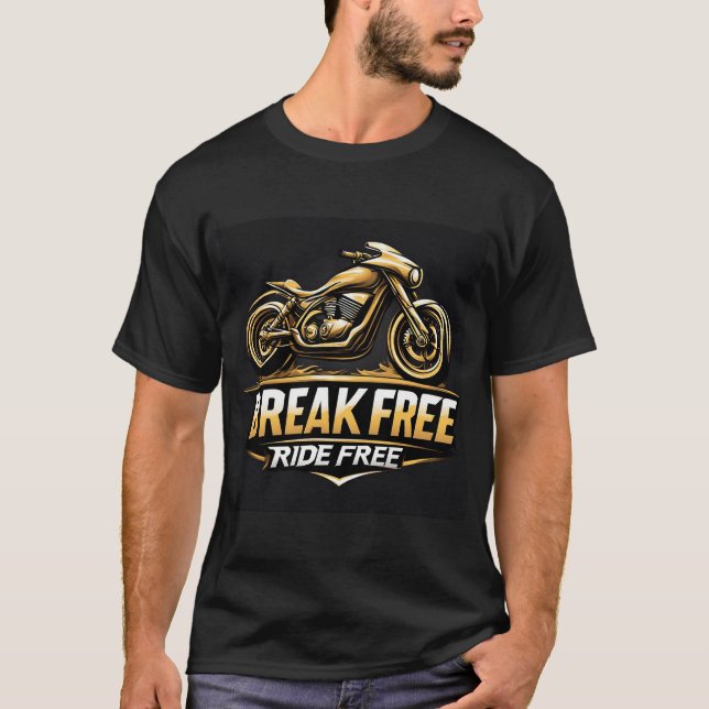 Camiseta Motocicleta Dinâmica com Tipografia Ousada (Frente)