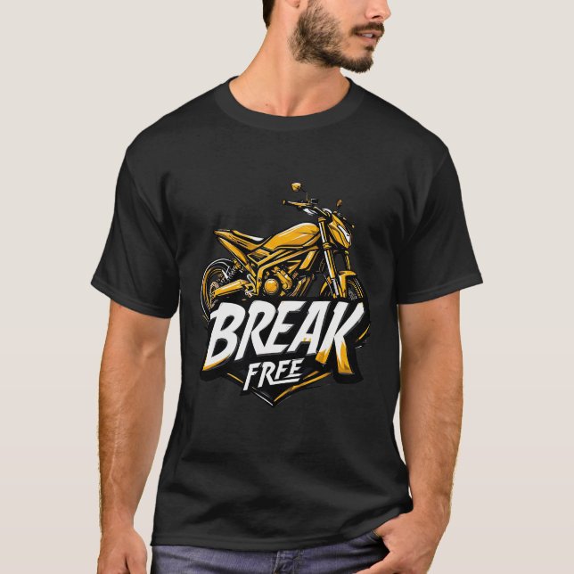 Camiseta Motocicleta Dinâmica com Tipografia Ousada (Frente)