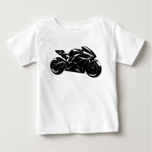 Camiseta Motocicleta Futurista Vetor Preto Branco