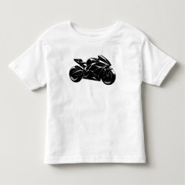 Camiseta Motocicleta Futurista Vetor Preto Branco