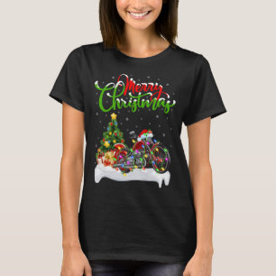 Camiseta Motocicleta Lover Xmas Lighting Papai noel Ch