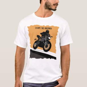 Camiseta Motocicleta Preta com Fundo Laranja