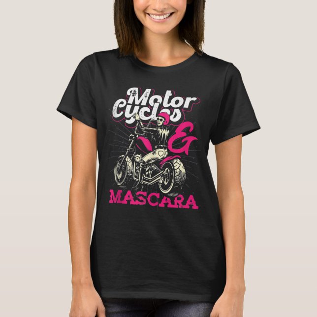 Camiseta Motocicletas Engraçadas Meninas Dão Máscara R (Frente)