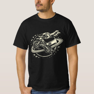 Camiseta Motociclista Astronauta Saturno